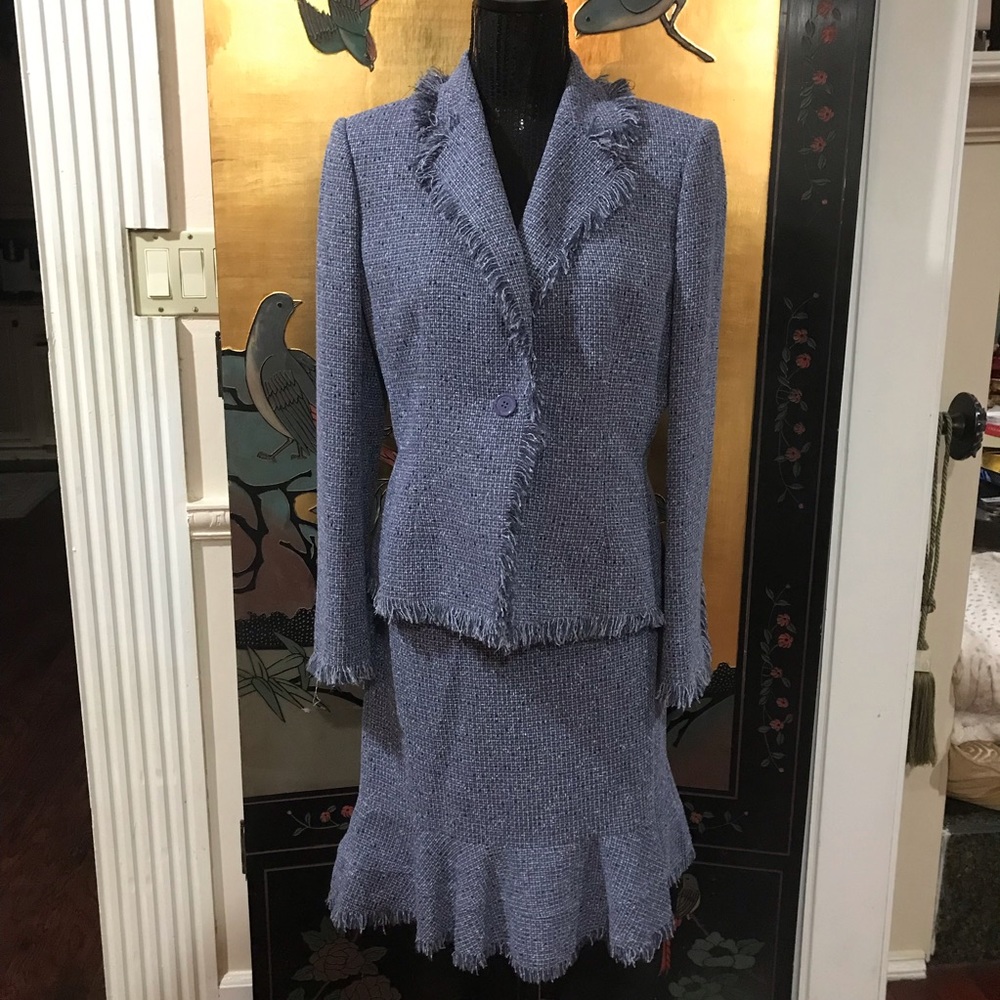 Anne Klein lavender tweed suit set size 12p